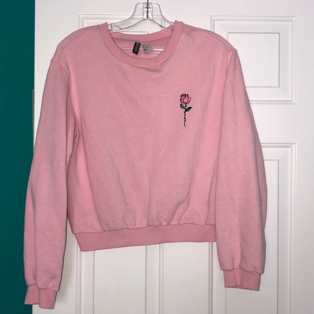 H&M Pink Rose Crewneck